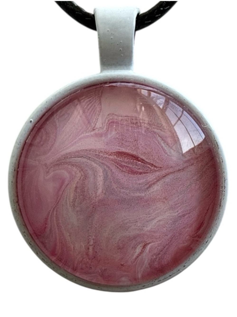 Hand Crafted Necklace Pink Fluid Art Pendant by Svetlana Yeung Size OS